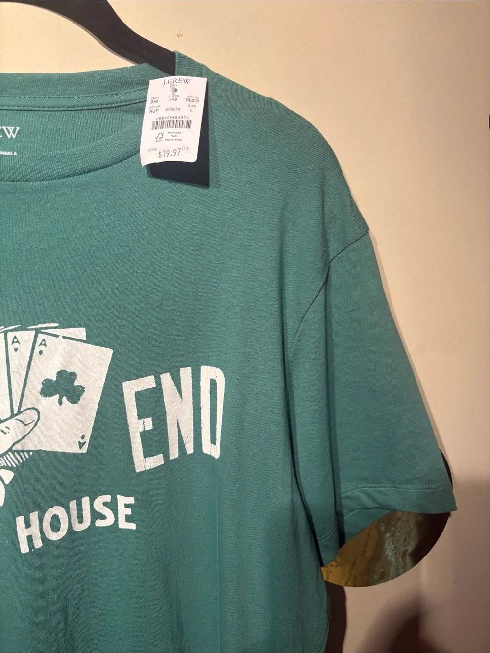 J. Crew Teal Short-Sleeve Graphic Tee with White East End Tap House Print